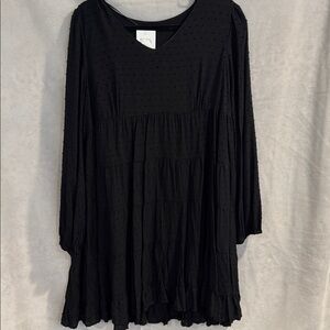 Papermoon Maryanne Swiss Dot Black Long Sleeve Dress